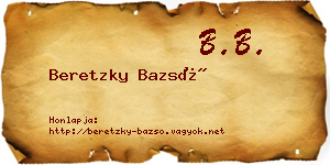 Beretzky Bazsó névjegykártya